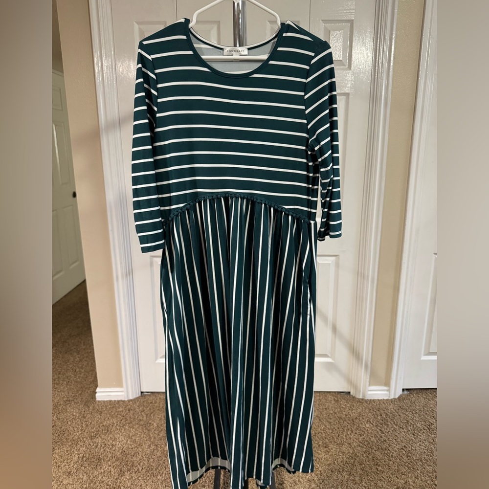 Striped Green and White Women's Dress